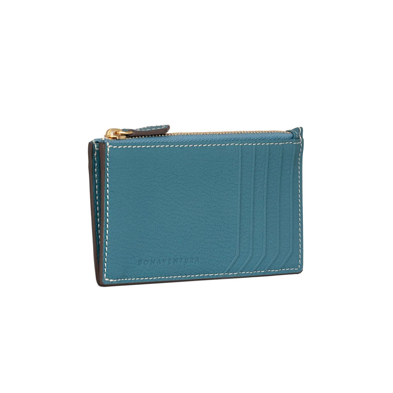 1996 Mini Zip Card Holder Wallet With Gusset [Cyan Blue] Bwat8r-Bc